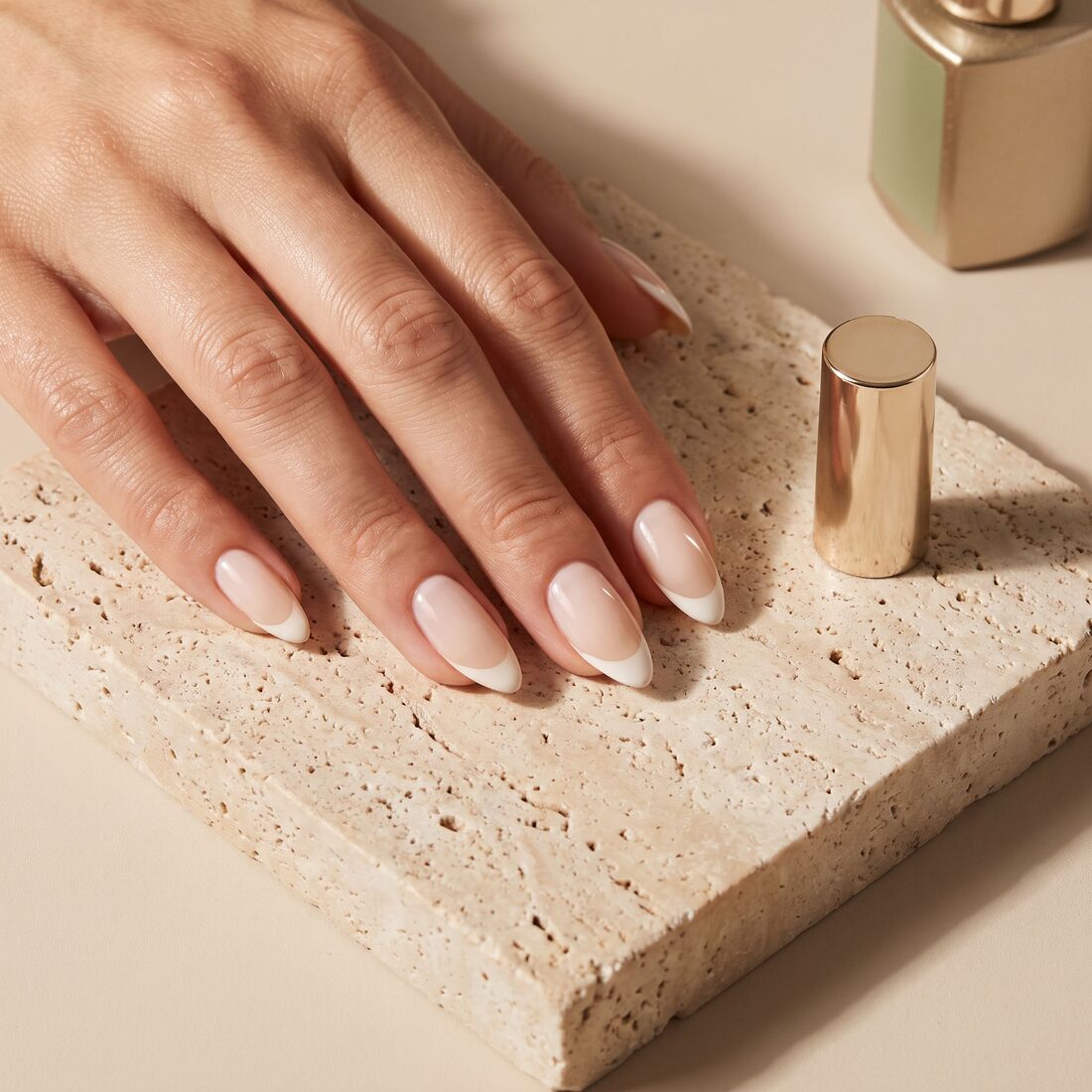 French tip almond nails