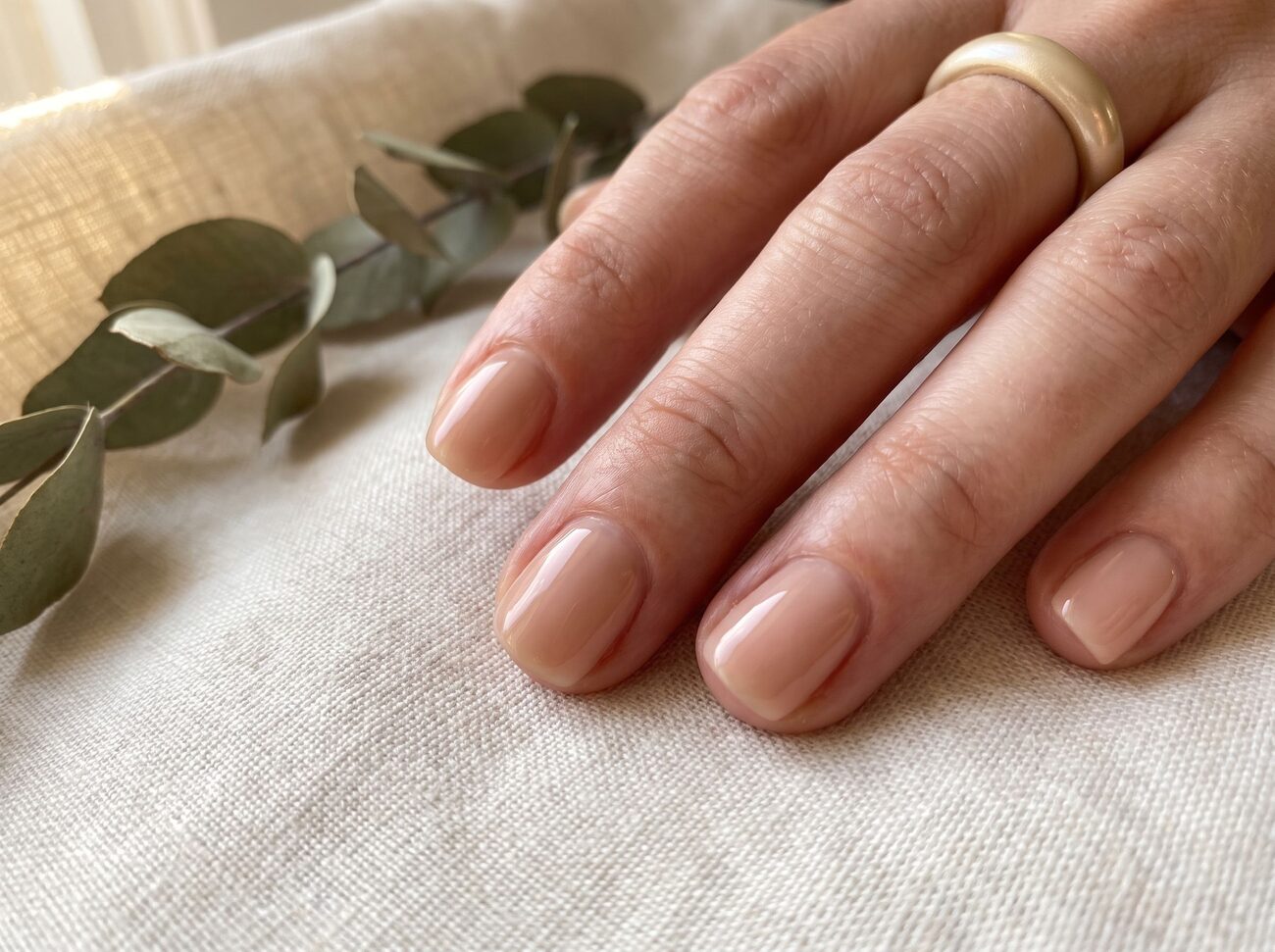 BIAB manicure natural finish close-up