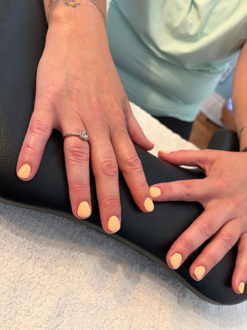 Soft peach manicure