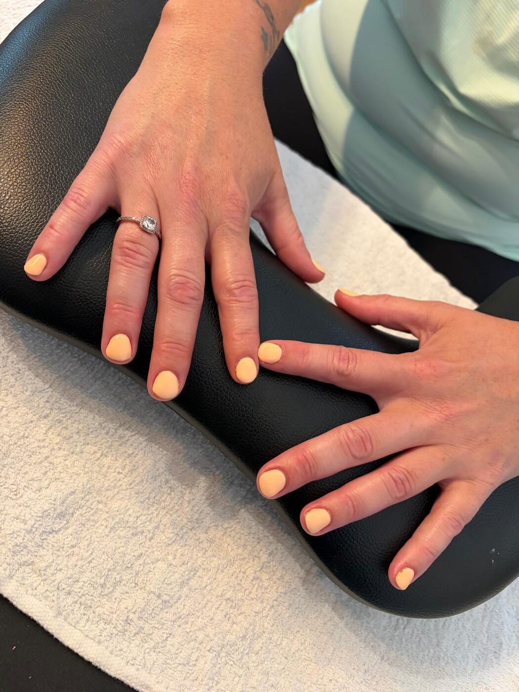 Peach manicure detail